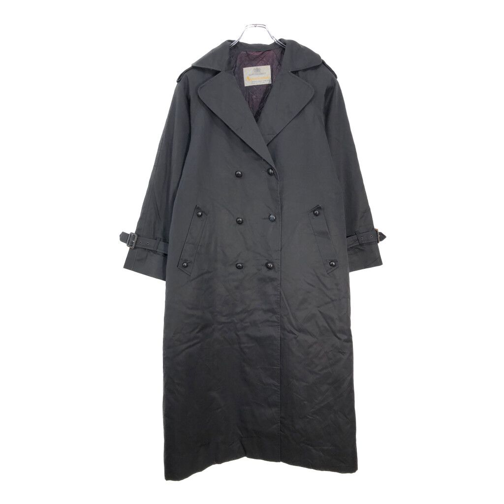 70年代 イングランド製 Aquascutum アクアスキュータム トレンチコート ブラック レディース 10 古着 V6239