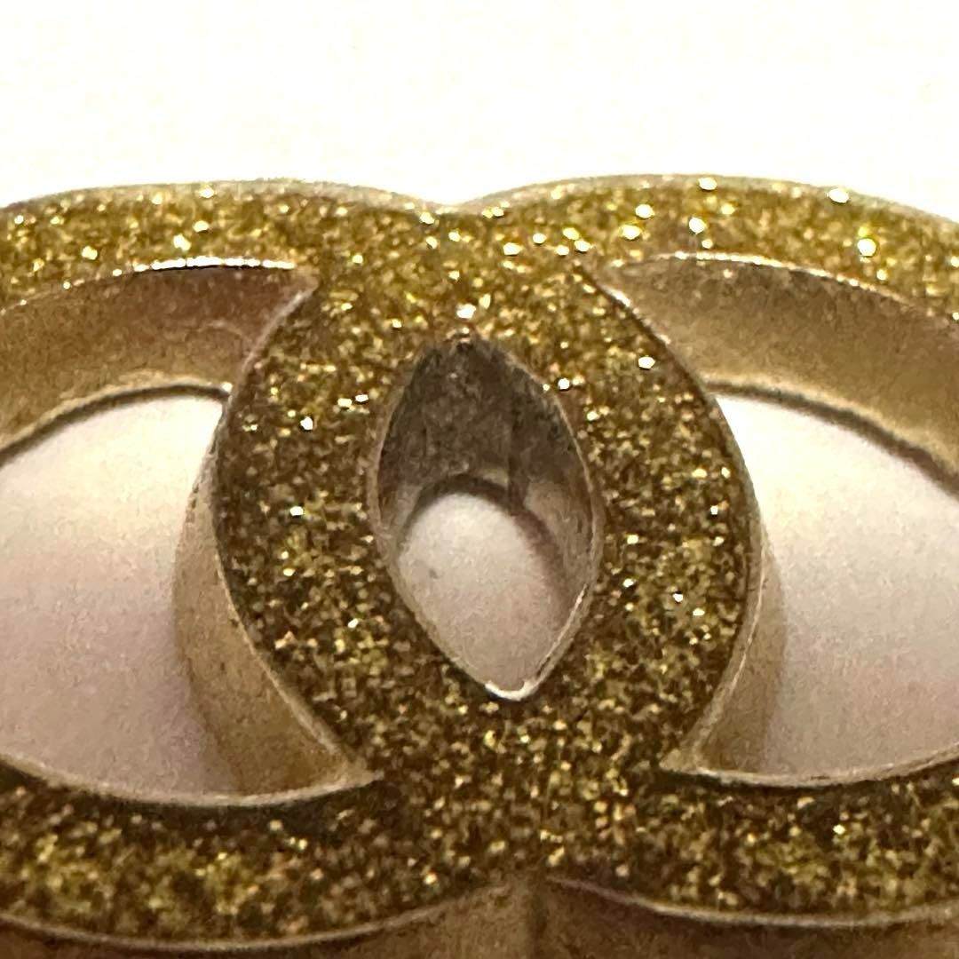 シャネル CHANEL チャーム ブローチ ココマーク ラメ ゴールド 美品