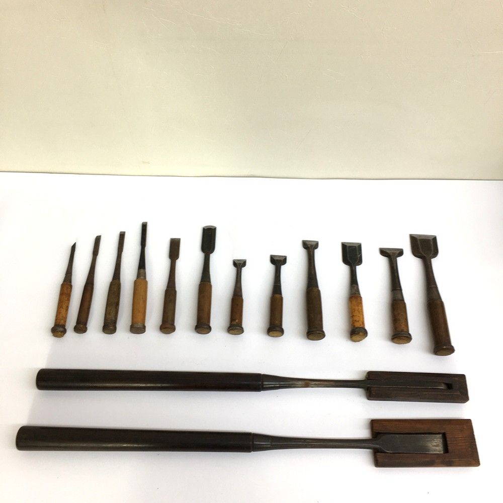 メーカー不明 詳細不明 ノミ 14本まとめセット 大工道具 ※サビ・刃 