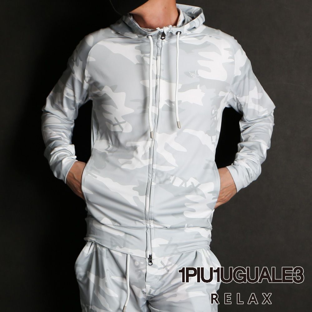 【1PIU1UGUALE3 RELAX/ウノピゥウノウグァーレトレ リラックス】CAMO LOGO HOODIE / ジップアップパーカー /  USO-23031