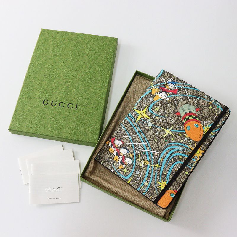 保管品 き グッチ GUCCI ディズニーコラボ GGスプリーム ドナルドダック ノート ラージ ブラウン┃イタリア製 2400014606430