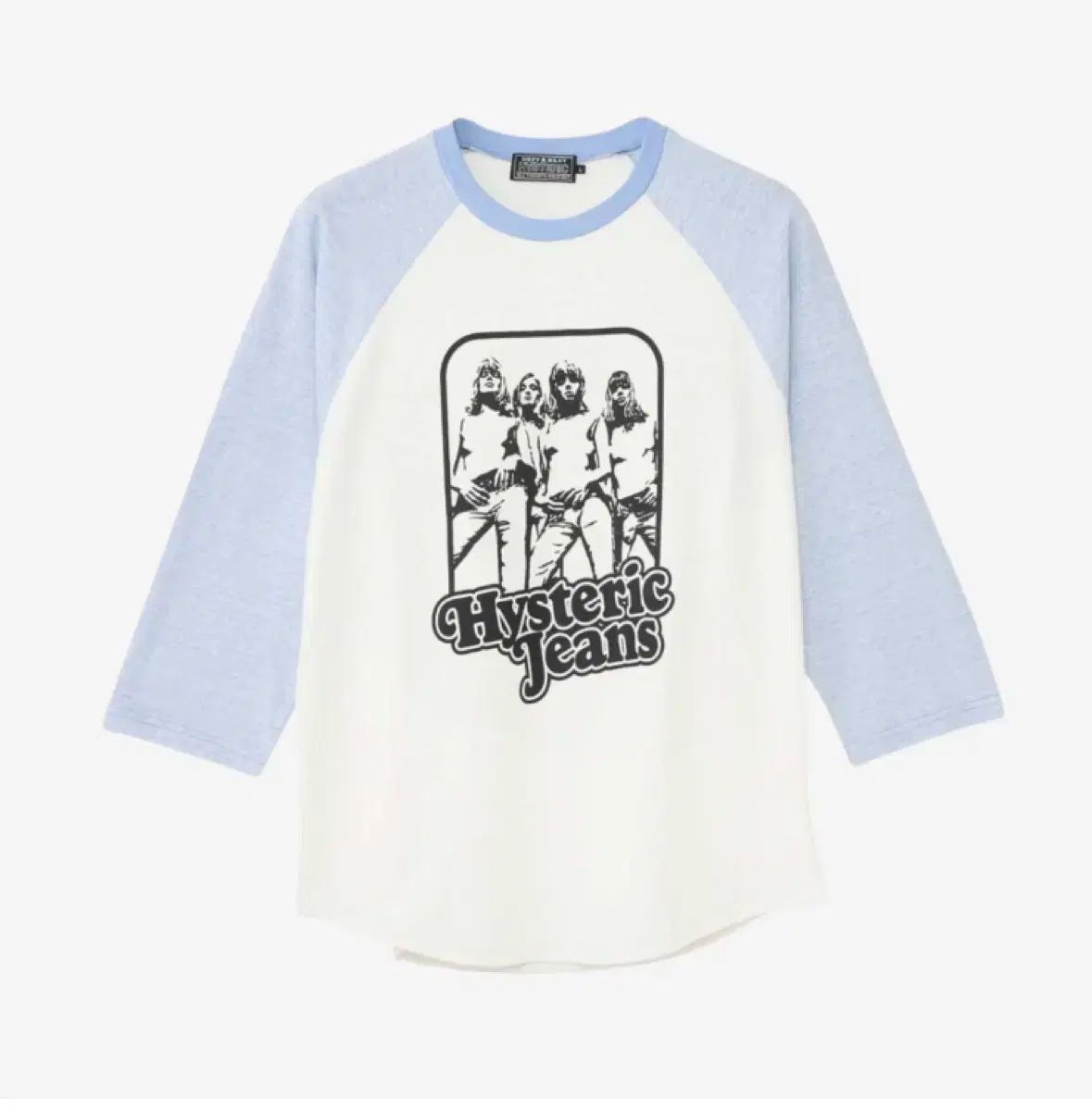 HYSTERIC GLAMOUR ヒステリックグラマー Jeans 3 4 sleeve t ー shirt blue