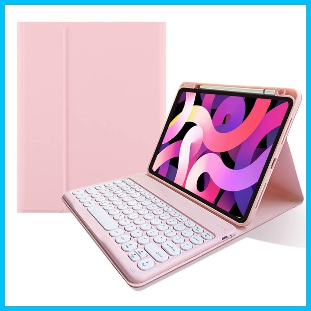 【送料無料】iPad 10 キーボードケース 丸型キー 上側ペンシルホルダー付き アイパッド iPad 第10世代 2022 Bluetooth キーボード カバー マグネット 分離式 多角度調整 可愛い 学生 ビジネス (薄い