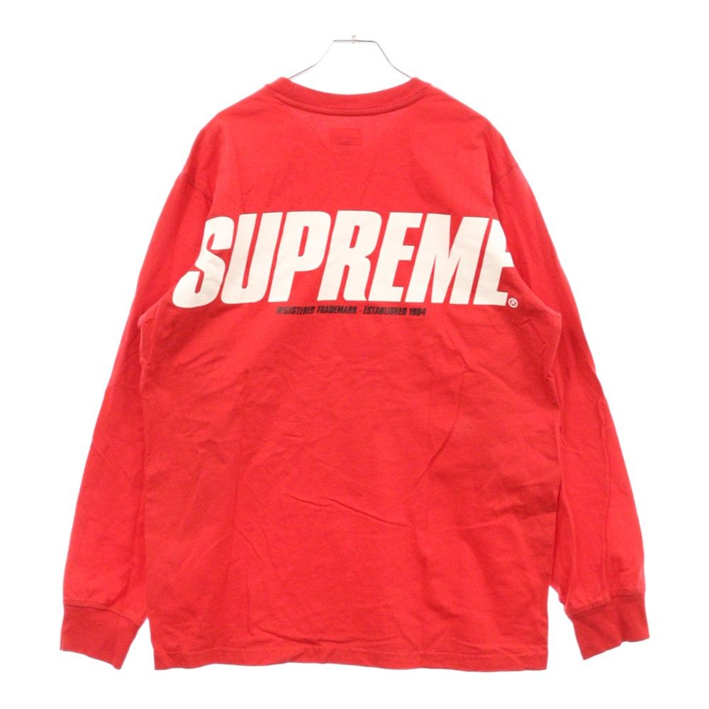 Supreme 長袖カットソー L ブラック/レッド