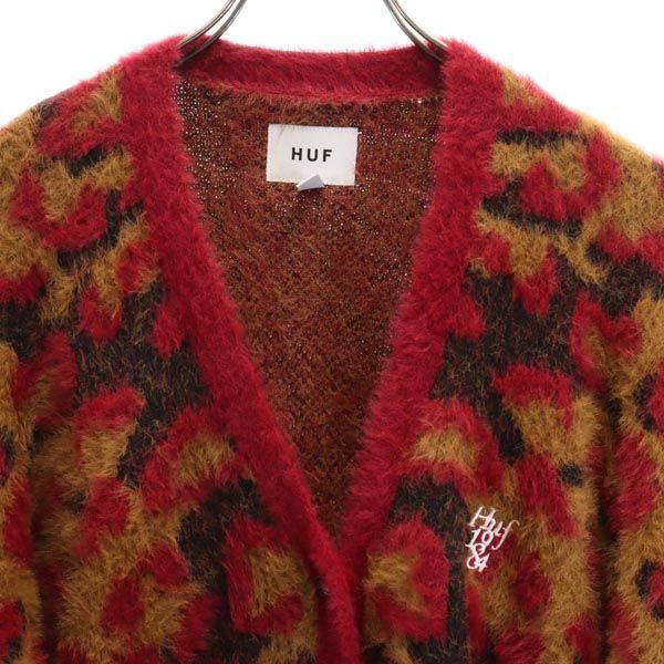 HUF - ハフ 総柄 長袖 シャギー ロング カーディガン S レッド系 HUF レディース ハフ 総柄 シャギー ロングカーディガン S レッド系 HUF レディース