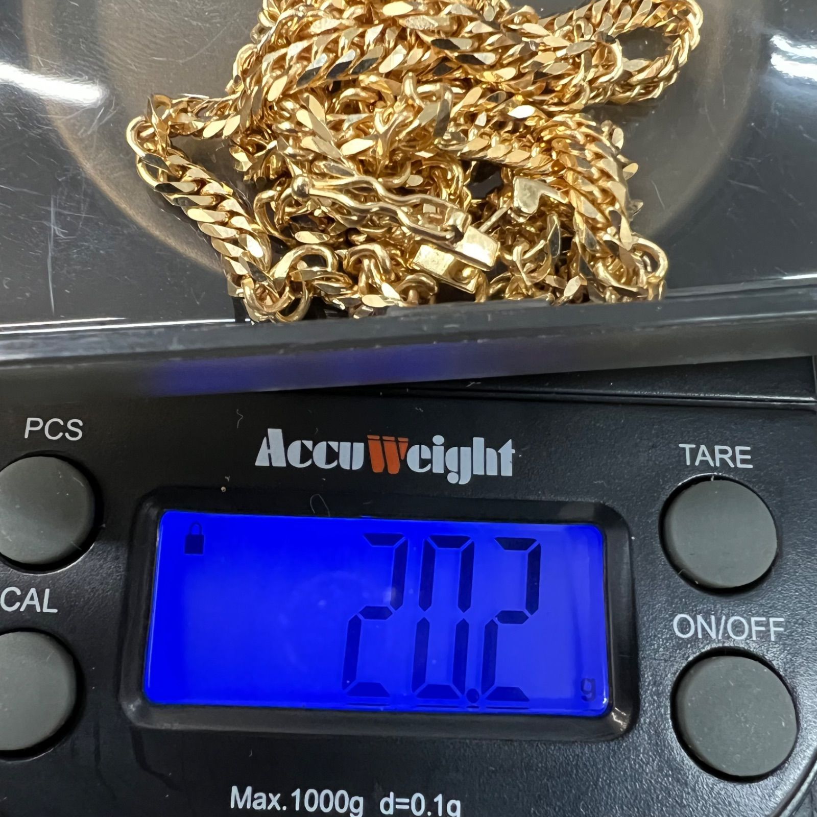 未使用レベル】k18 喜平ネックレス 20.2g 750 6面ダブル ゴールド 