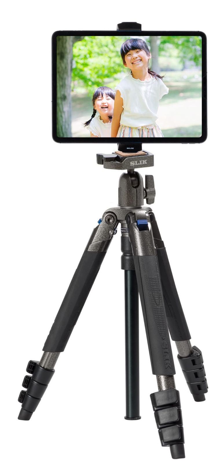 【人気商品】軽量 スマホu0026タブレットホルダーセット 4段 GM レバーロック式 BH 70~180mm幅対応 スプリントS110 アクセサリーシュー装備 スマホ三脚 160961 【特別セット】SLIK ガンメタリック