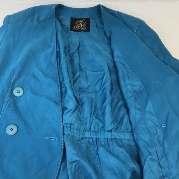 13|レディースLL|ターコイズブルー Jackets|skirt|Set