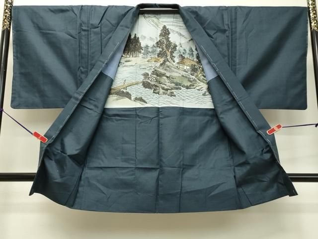 平和屋着物○男性 紬 アンサンブル 100亀甲 総詰め 正絹 逸品 未使用