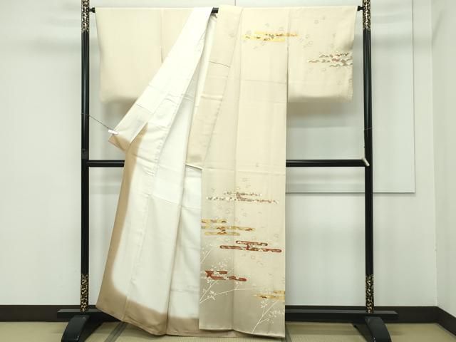 平和屋本店□極上 銀座きしや 訪問着 駒刺繍 エ霞草花文 暈し染め 金彩