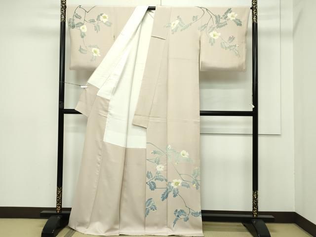 平和屋本店□極上 本加賀友禅作家 由水煌人 訪問着 枝花文 洗柿色地