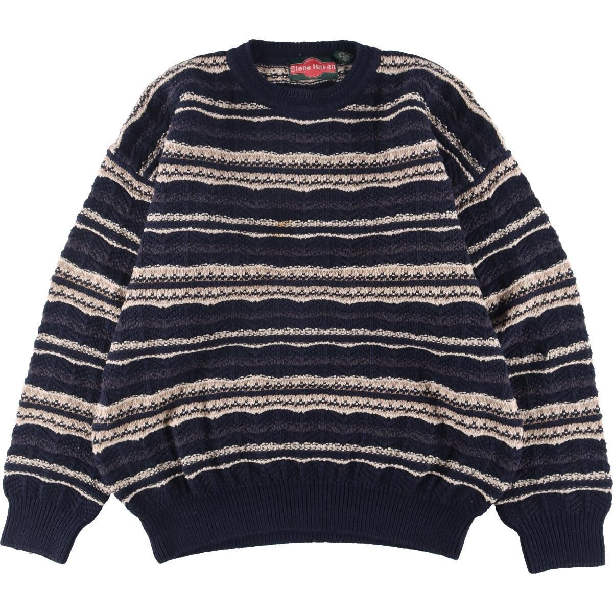 古着 Stone Haven 総柄 ラミーコットンニットセーター メンズXXL ...