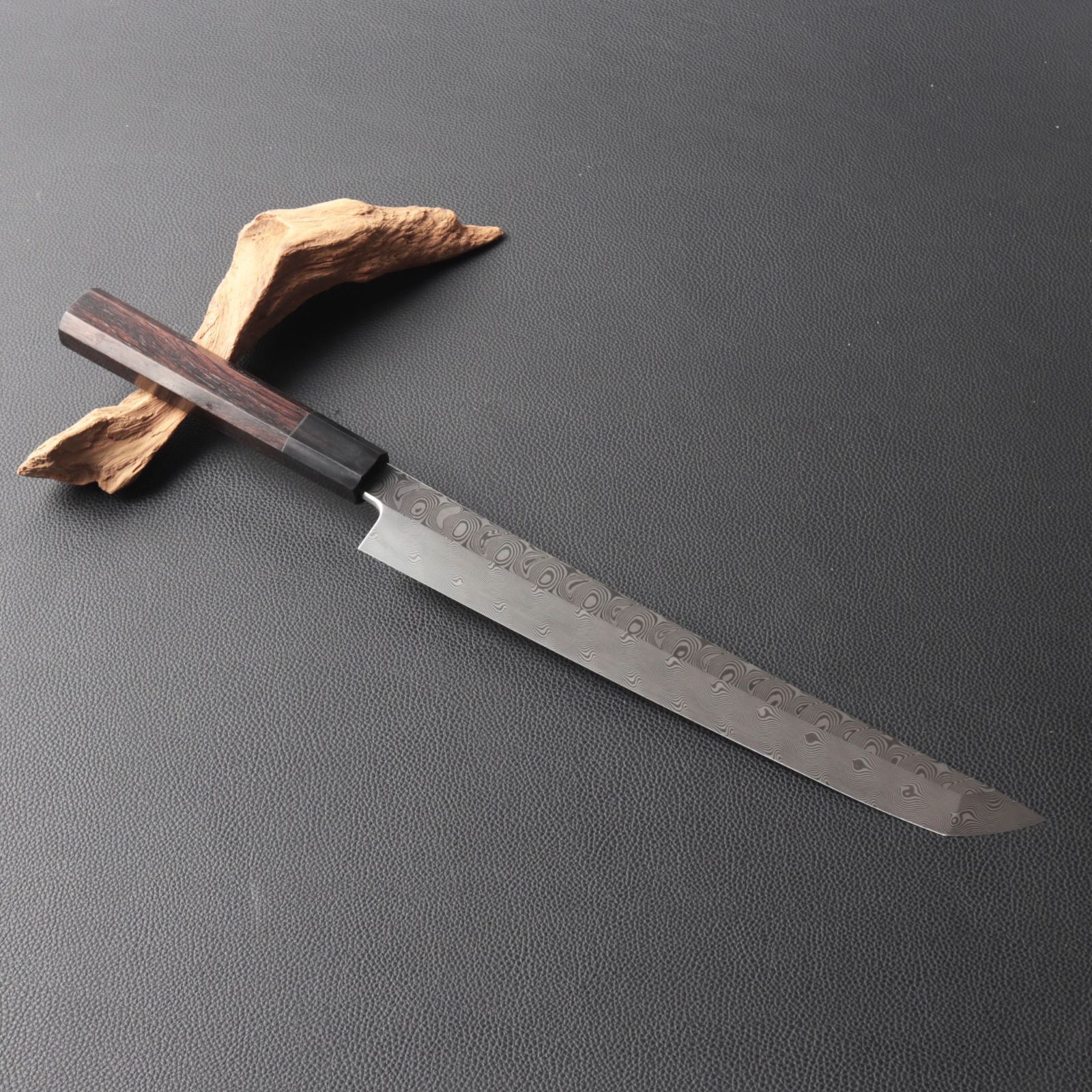 270mm 切付柳刃包丁 鏡面 黒檀黒水牛八角柄 刺身包丁 全鋼