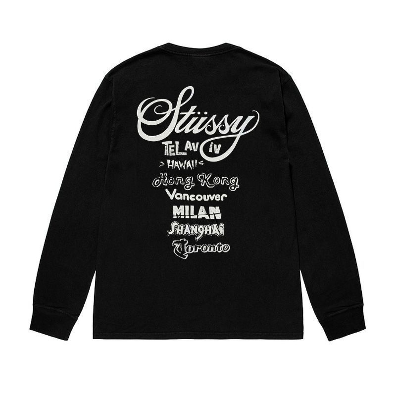 新品 ステューシー STUSSY 長袖 ワールドツアー 男女兼用 ブラック