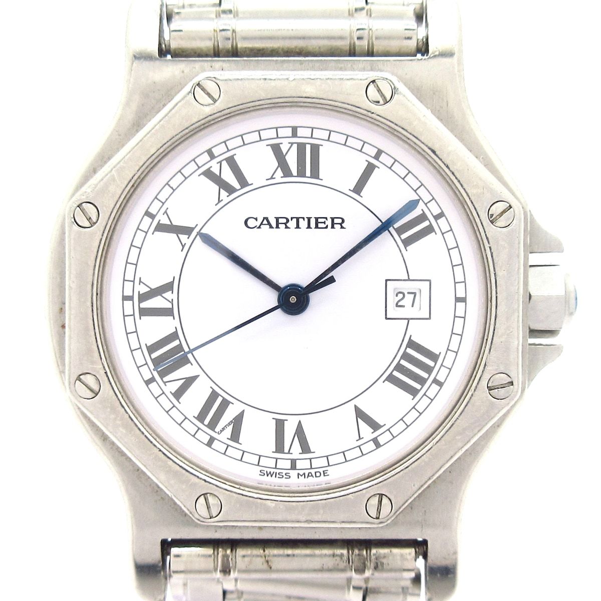 Cartier カルティエ 腕時計 サントスオクタゴン レディース SS|社外ベルト 白