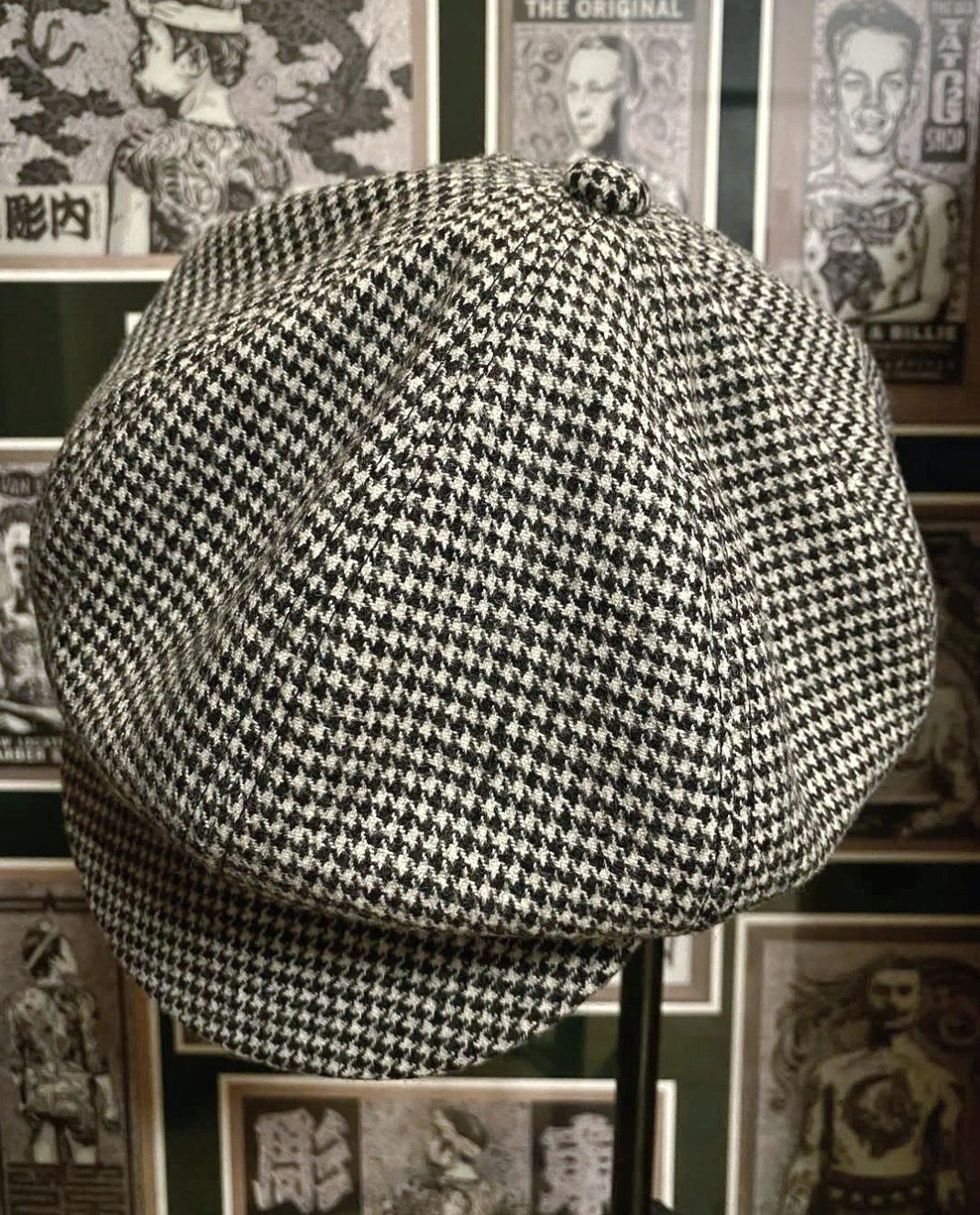 ● Unknown BROTHERS アンノウン ブラザーズ × Brownie Caps 森製作所 Houndstooth Casquette 千鳥格子柄 キャスケット ヴィンテージ生地使用 帽子 キャップ ハット ハンチング Ｌ