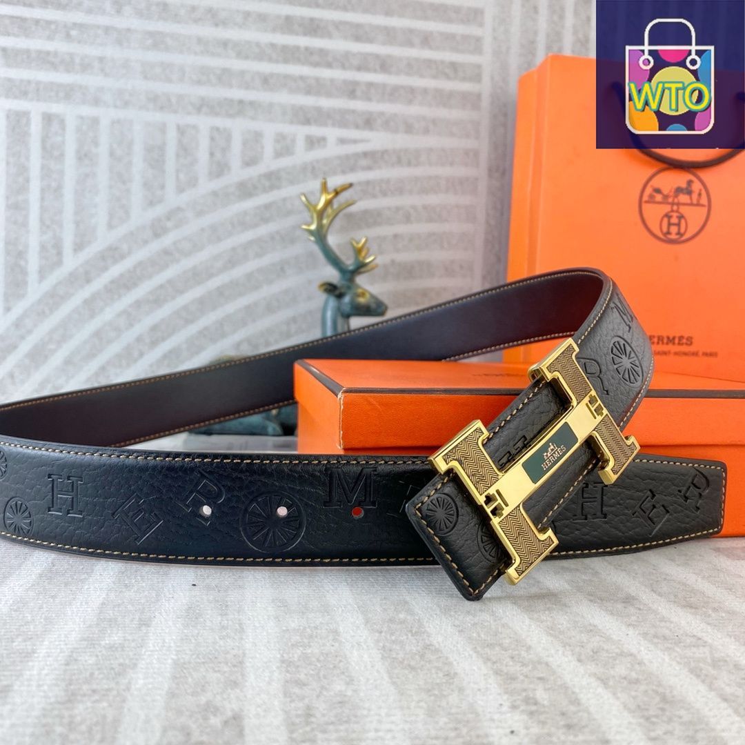 HERMES エルメスベルト H型バックル　箱付き　オレンジ　ブラック HERMES エルメスベルト H型バックル 箱付き オレンジ ブラック HERMES