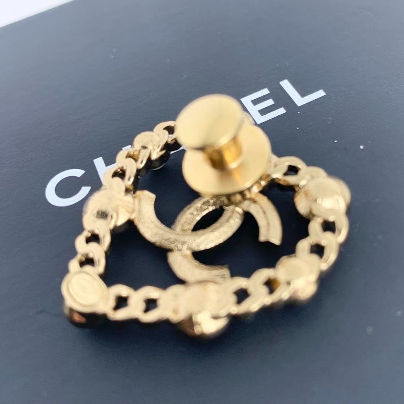 最終お送料無料 シャネル ブローチ ハートモチーフ GPゴールド マルチストーン CHANEL エコな