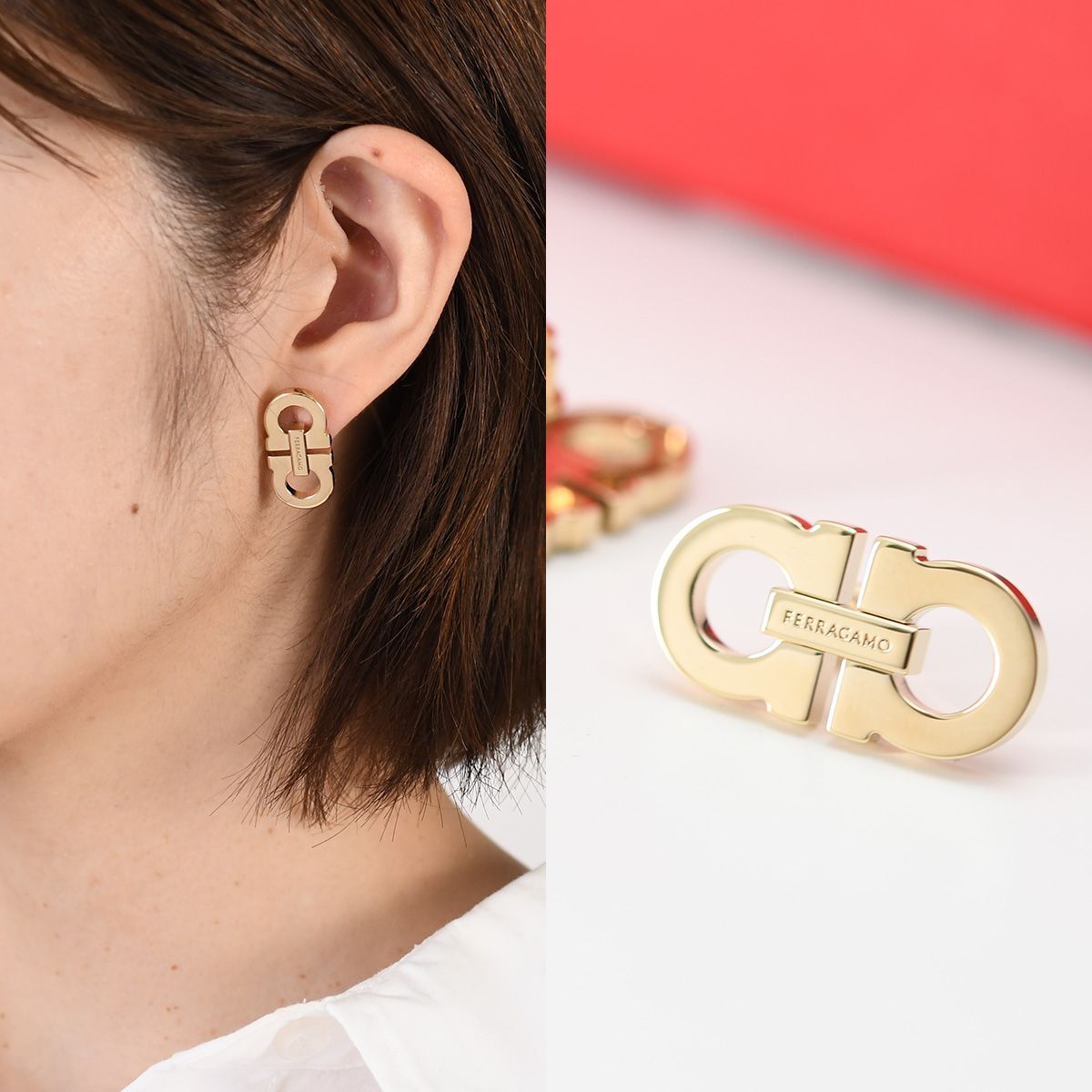 FERRAGAMO フェラガモ アクセサリー ピアス ダブル・ガンチーニ