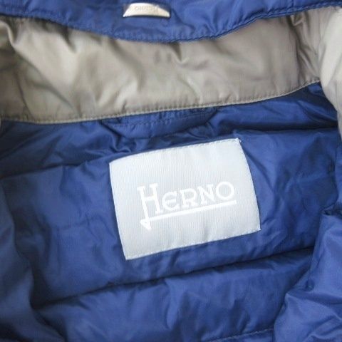  ヘルノ HERNO ダウンジャケット フーデッド 2 WAY ジップアップ ブルー 8 A その他 ジャケット ブルゾン