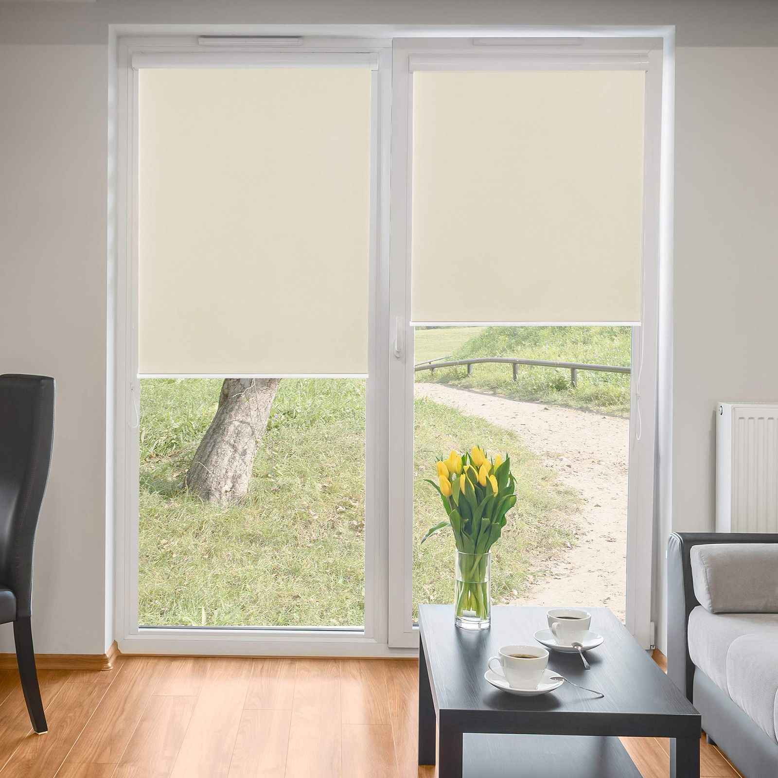 迅速発送】Deconovo ロールスクリーン 幅130cm 丈220cm ベージュ