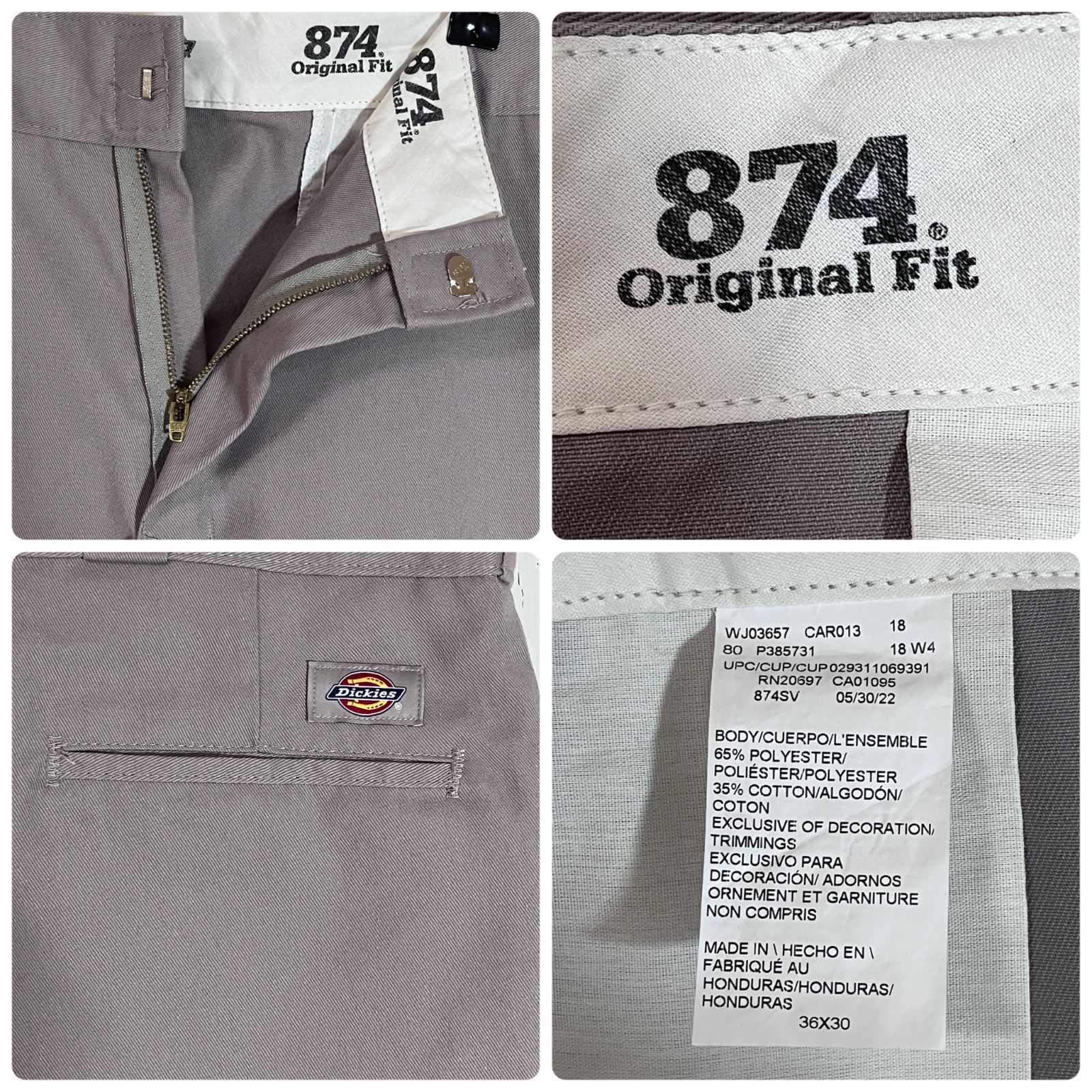 80s Dickies 874 W36 L30 USA製 ワークパンツ グレー USA製 90s Dickies 874 Work Pants 灰 W32×L30 ディッキーズ