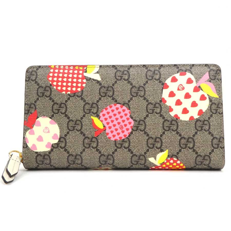 グッチ GUCCI ラウンドファスナー長財布 レ ポム アップル+ハート