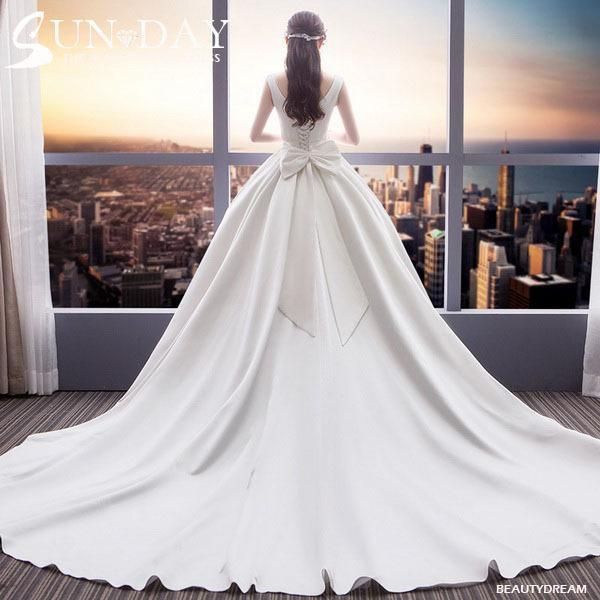 ウェディングドレス ウェディングドレス白 パーティードレス 蝶結び 花嫁ロングドレス 結婚式 トレーンライン 二次会 エレガント お