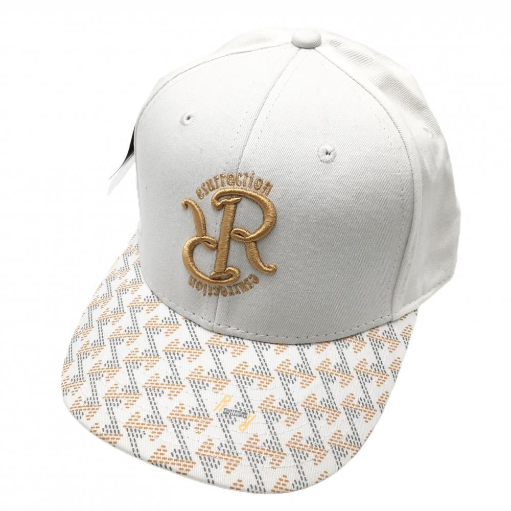 【新品】レザレクション キャップ 白×ライトブラウン つば総柄  F  ゴルフウェア Resurrection