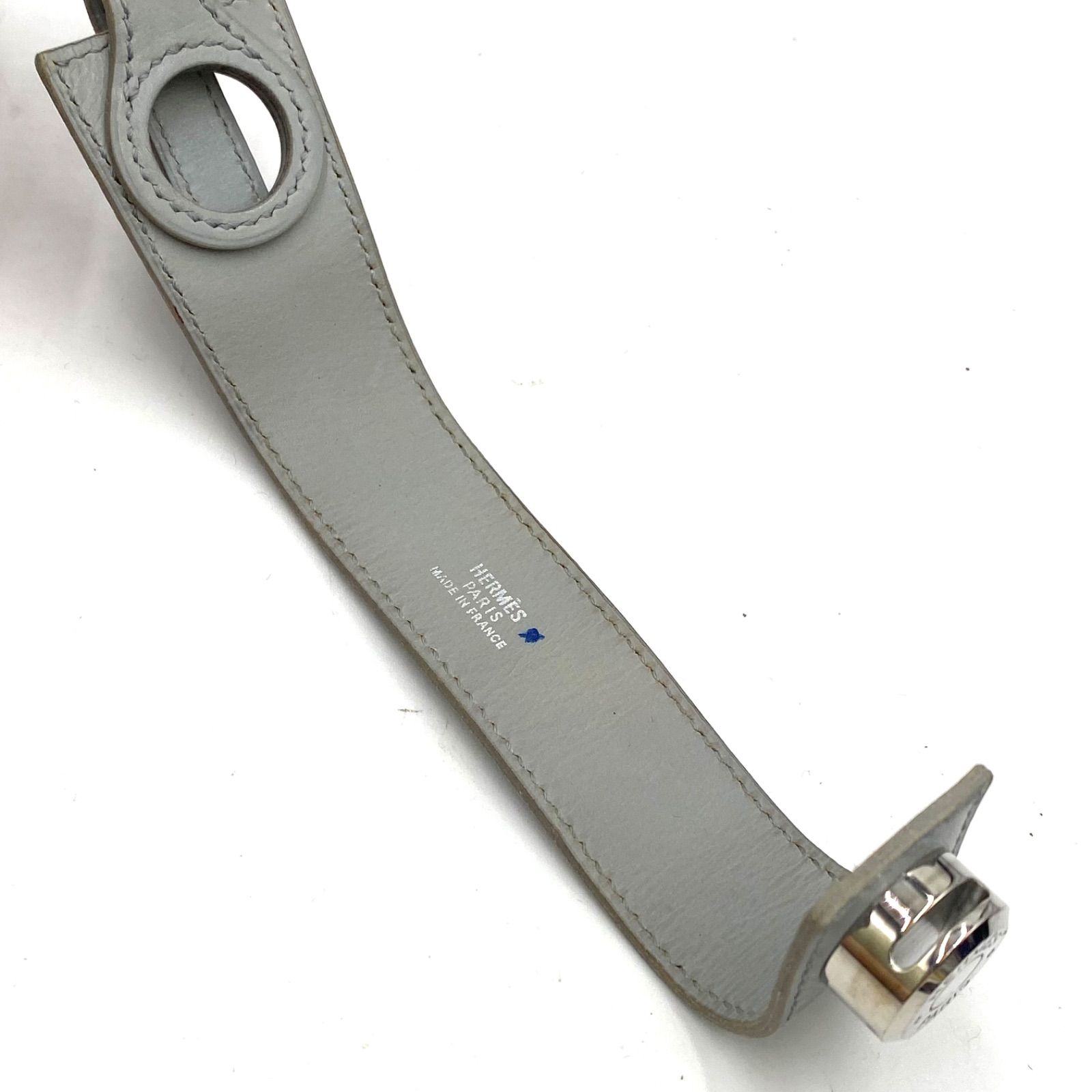 HERMES エルメス セリエ レザー ベルト ブレスレット バングル ライトブルー系 ヴィンテージ SIROKUMA-CORPORATION_COM