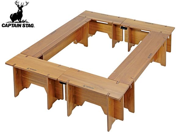 キャプテンスタッグ CSクラシックス ファイヤー＆グリル テーブルセット 6p UP-1048 木製 おしゃれ アウトドア 組立自由 送料無料