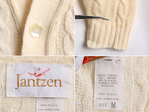 70's Jantzen ジャンセン USA製 背負え ウール カーディガン XL