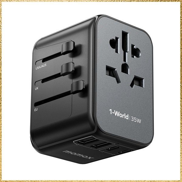 新品送料無料 MOMAX 35W PD 海外電源変換アダプタ 全世界対応 変換器 旅行プラグアダプター 6台同時充電 3*USB-C PD u0026 2*USB-A QC u00261*ACコンセント bf c a o マルチ変換プラグ EU/UK/AU/US 韓国な