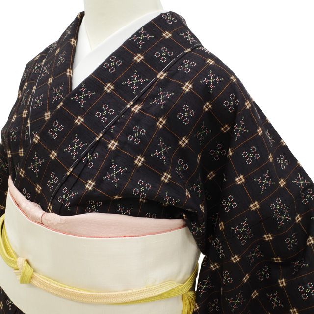 新古品】 本場琉球 花織 紬 袷 着物 沖縄県 手織り 大城織物