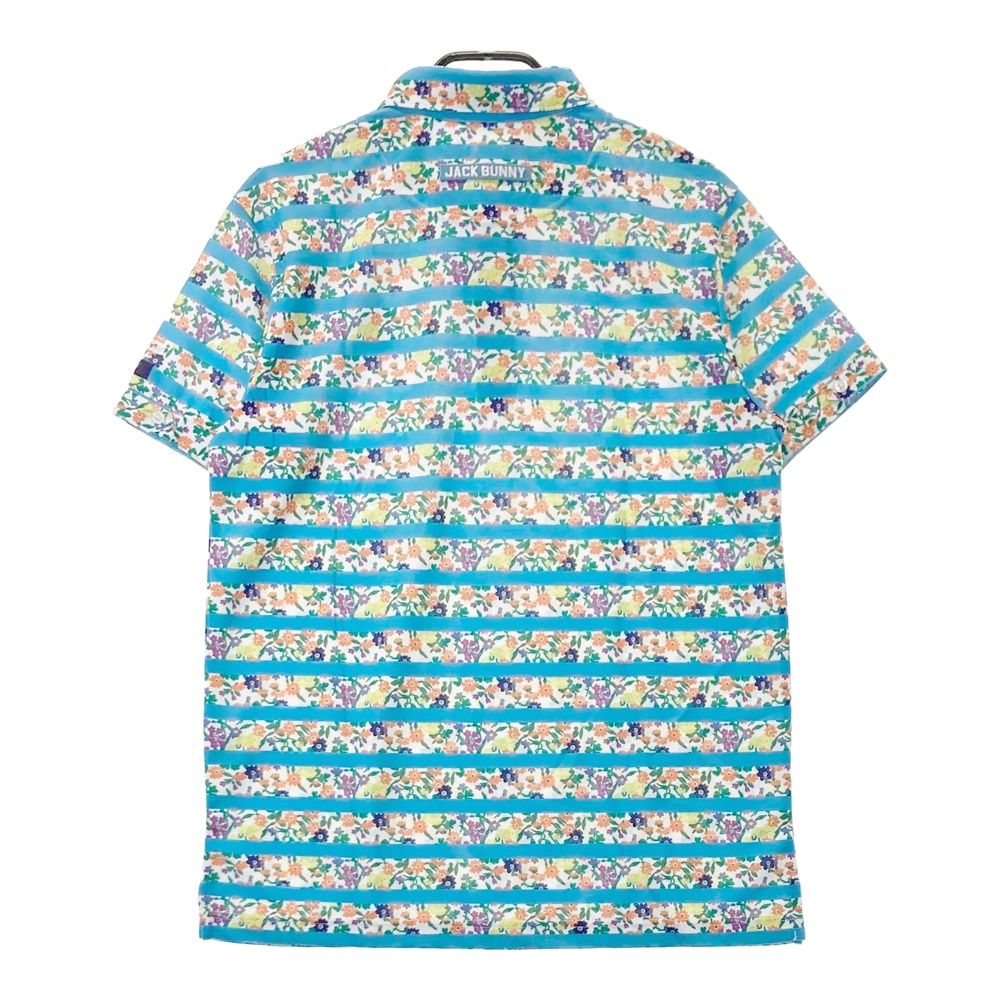 サイズ 5 JACK BUNNY ジャックバニー LIBERTY 半袖ポロシャツ ボタンダウン 花 ボーダー柄 ブルー系 240101530671 ゴルフウェア メンズ ストスト