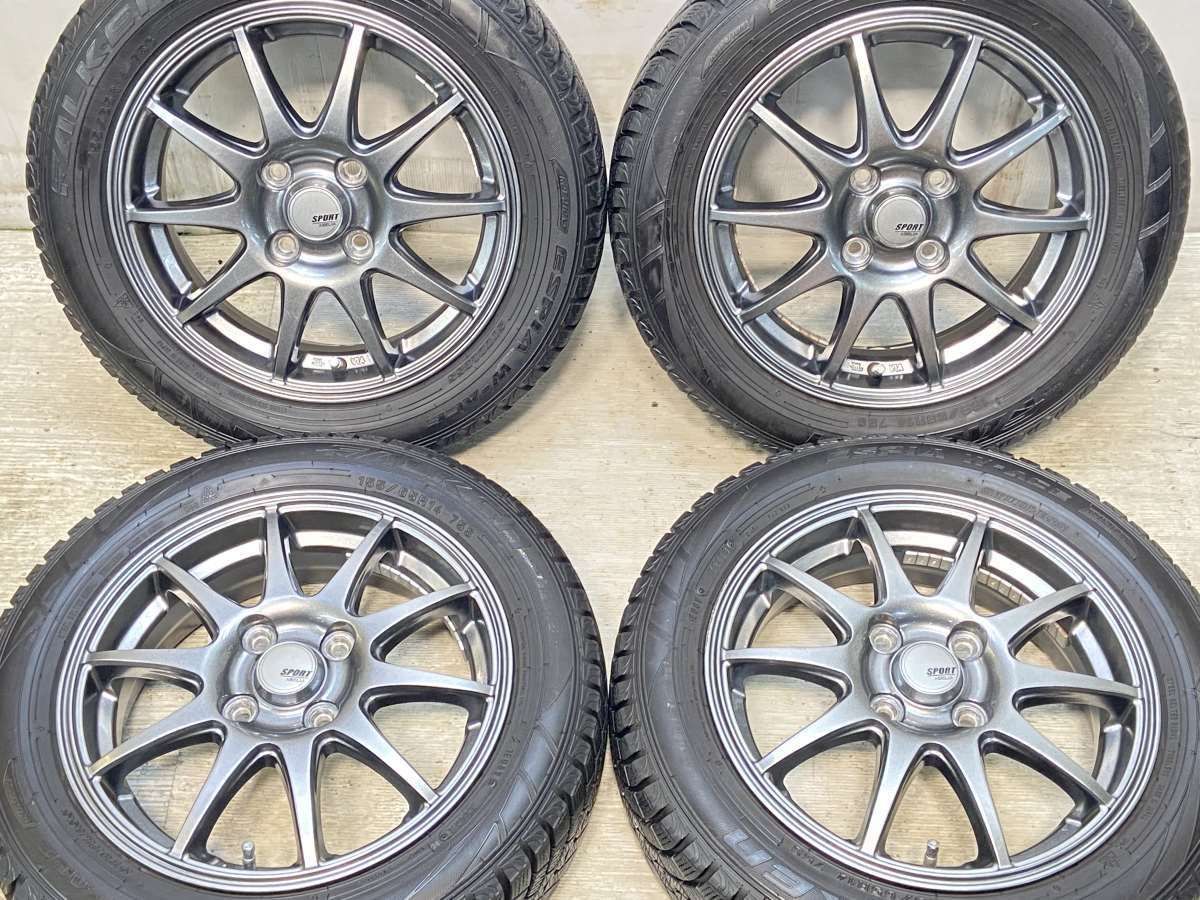 155/65R14  nファルケン エスピア W-ACE n　 SPORT ABELIA n14x4.5 45 100-4穴 n中古タイヤ スタッドレスタイヤ ホイールセット 4本セットn w14241206094