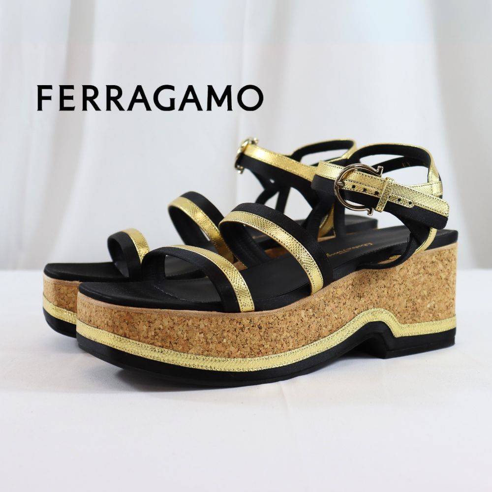 26.0cm【限定セール】新品・未使用 FERRAGAMO フェラガモ サンダル 厚底 01B000 741331 ブラック ゴールド サルヴァトーレ  フェラガモ SALVATORE FERRAGAMO 大きいサイズ - メルカリ