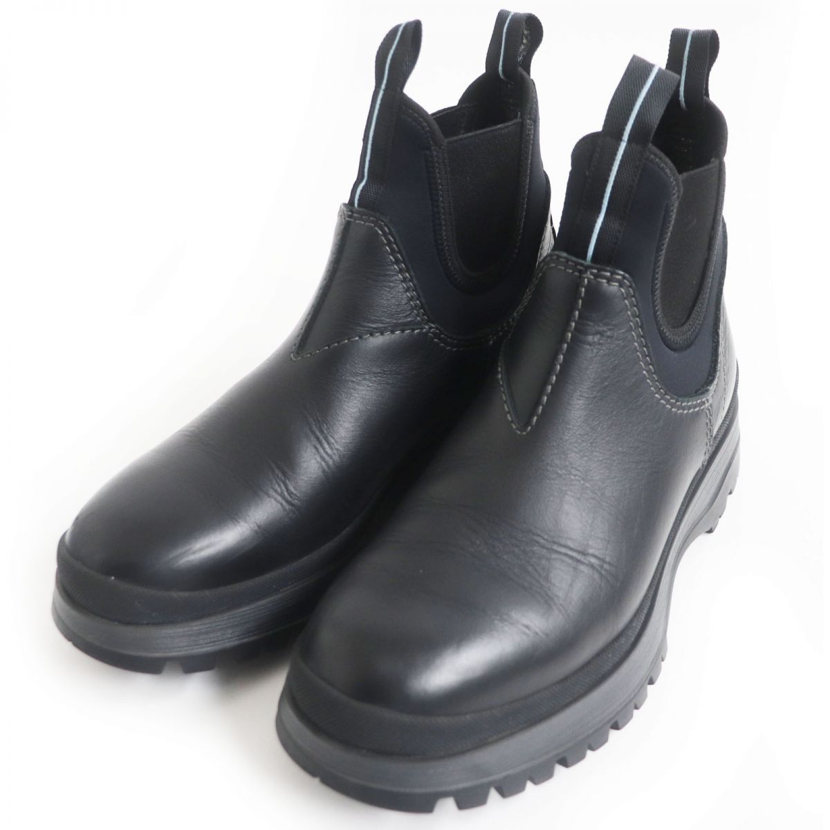 PRADA サイドゴアブーツ 美品□PRADA/プラダ 4T3338 レザーネオプレン サイドゴアブーツ