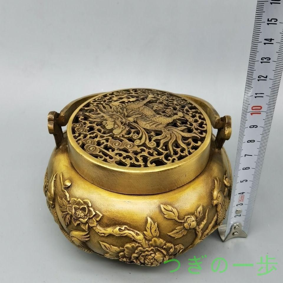 銅器 手提げ薫香炉 麒麟暖手炉 装飾品 工芸品 置物 - メルカリ