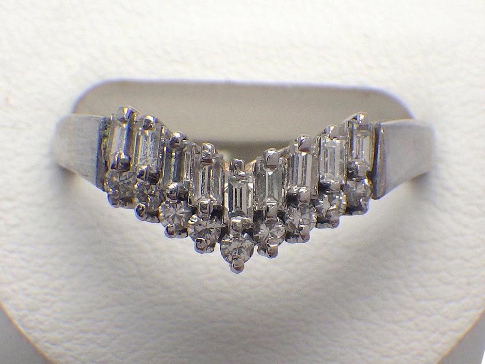 タサキ Pt900 V字 ダイヤモンドリング 4.2g 9.5号 Jewelry TASAKI Dia0.42ct Ring