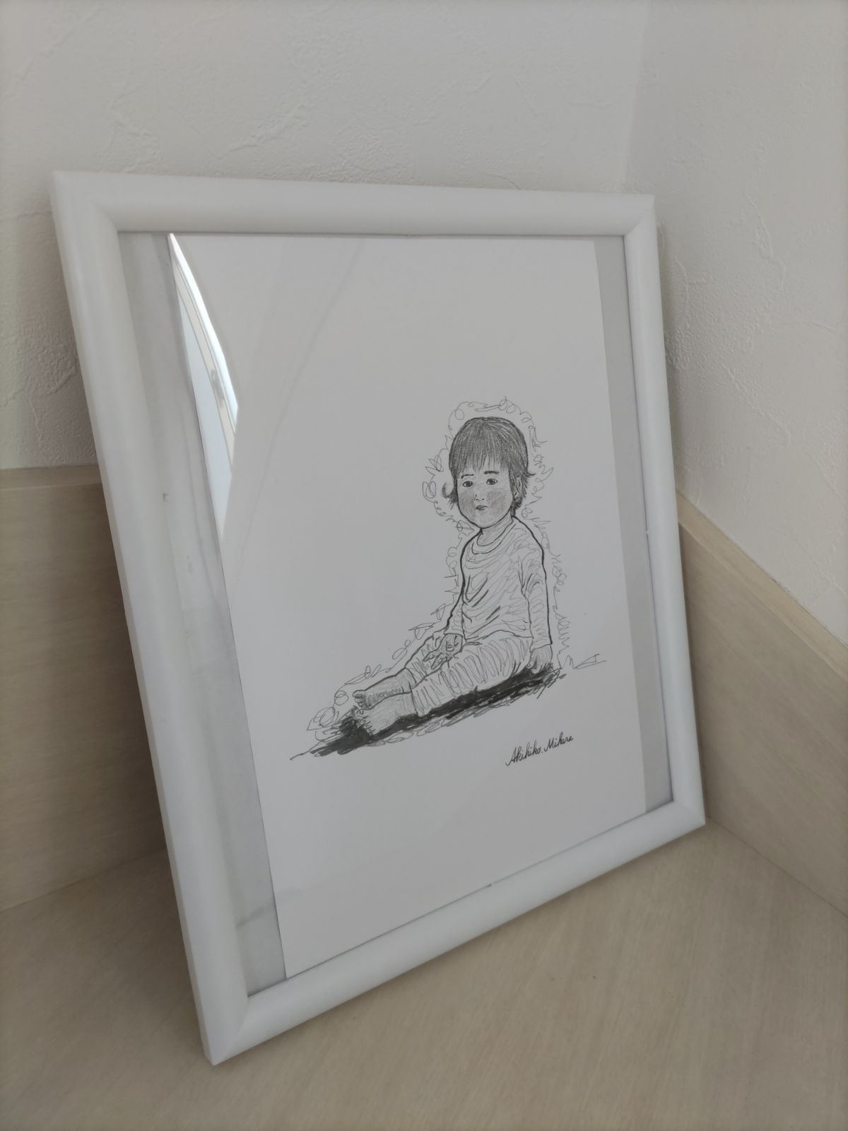 女の赤ちゃんの鉛筆画