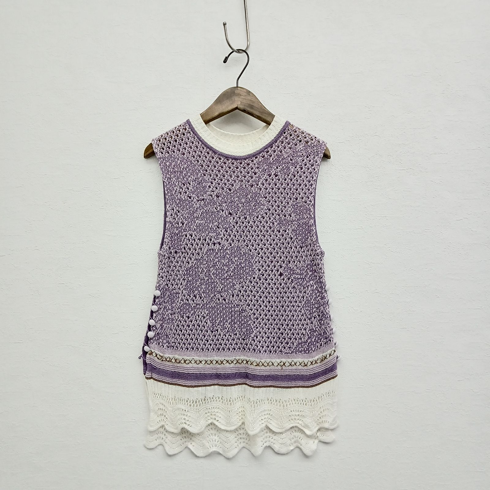 Mame Kurogouchi マメクロゴウチ Sleeveless Scala Knit Tops 透かし