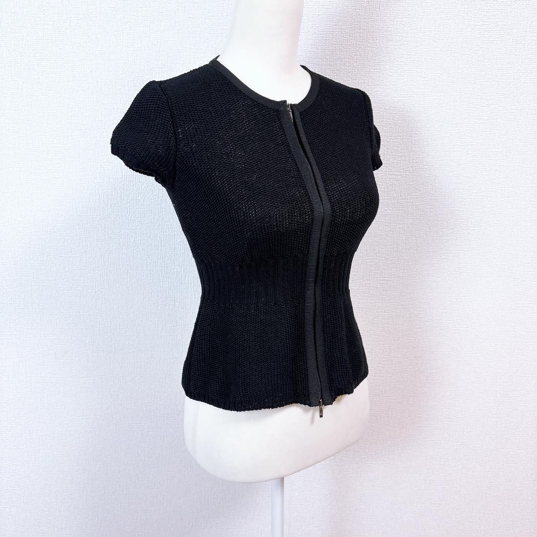 マックスマーラ MaxMara 半袖ジップアップニット S ブラック