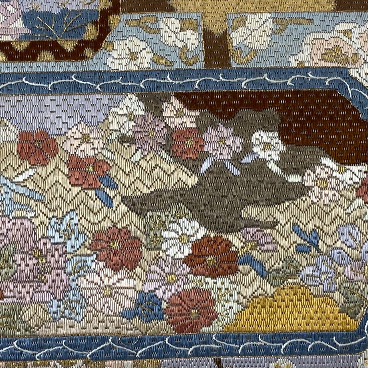 B4 美品 すくい織 唐花 金糸 キラキラ 太鼓 正絹 薄物 夏用 絽 紗 袋帯 B4 美品 すくい織 唐花 金糸 キラキラ 太鼓 正絹 薄物 夏用 絽