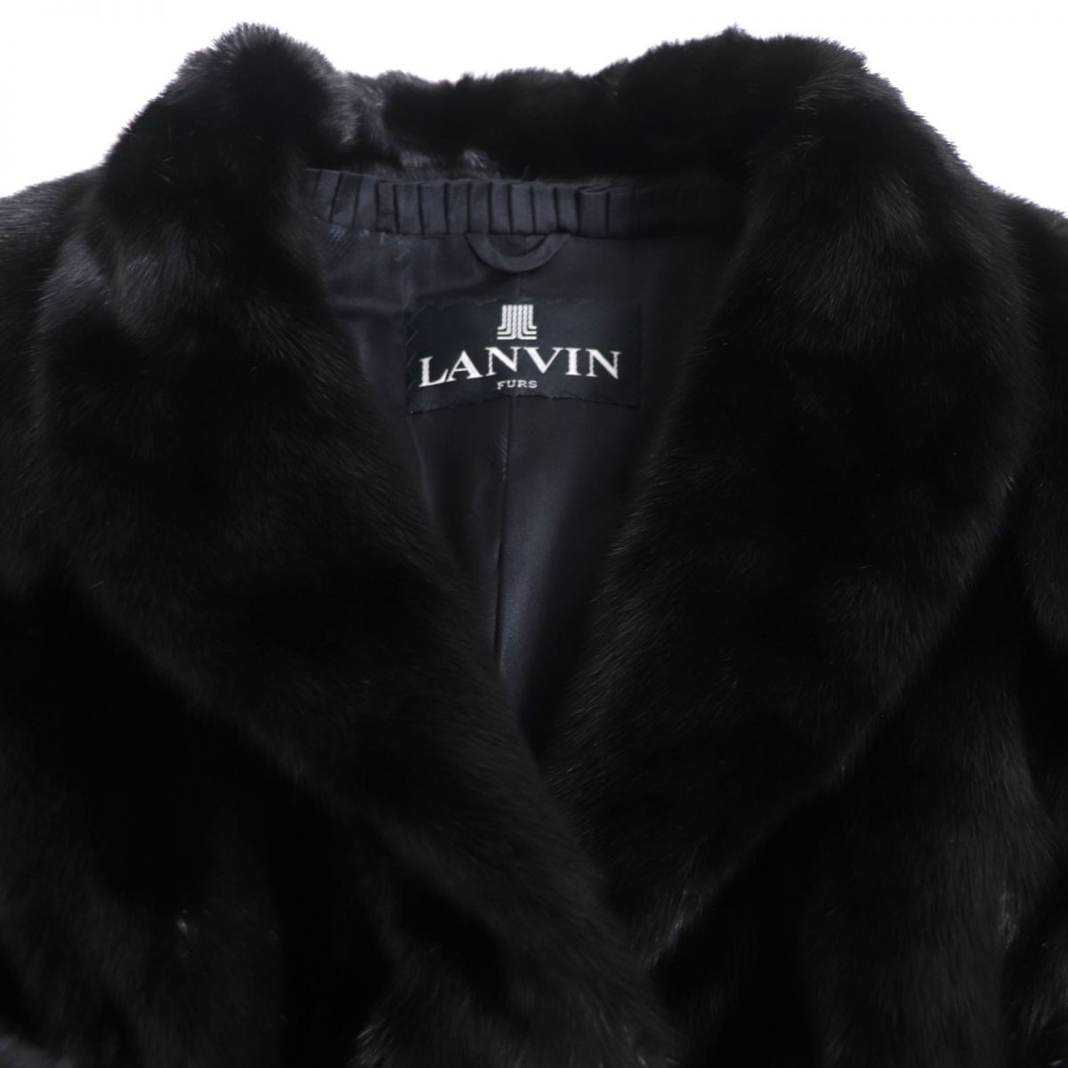 極美品▽LANVIN ランバン MINK ミンク 裏地ロゴ柄 本毛皮コート