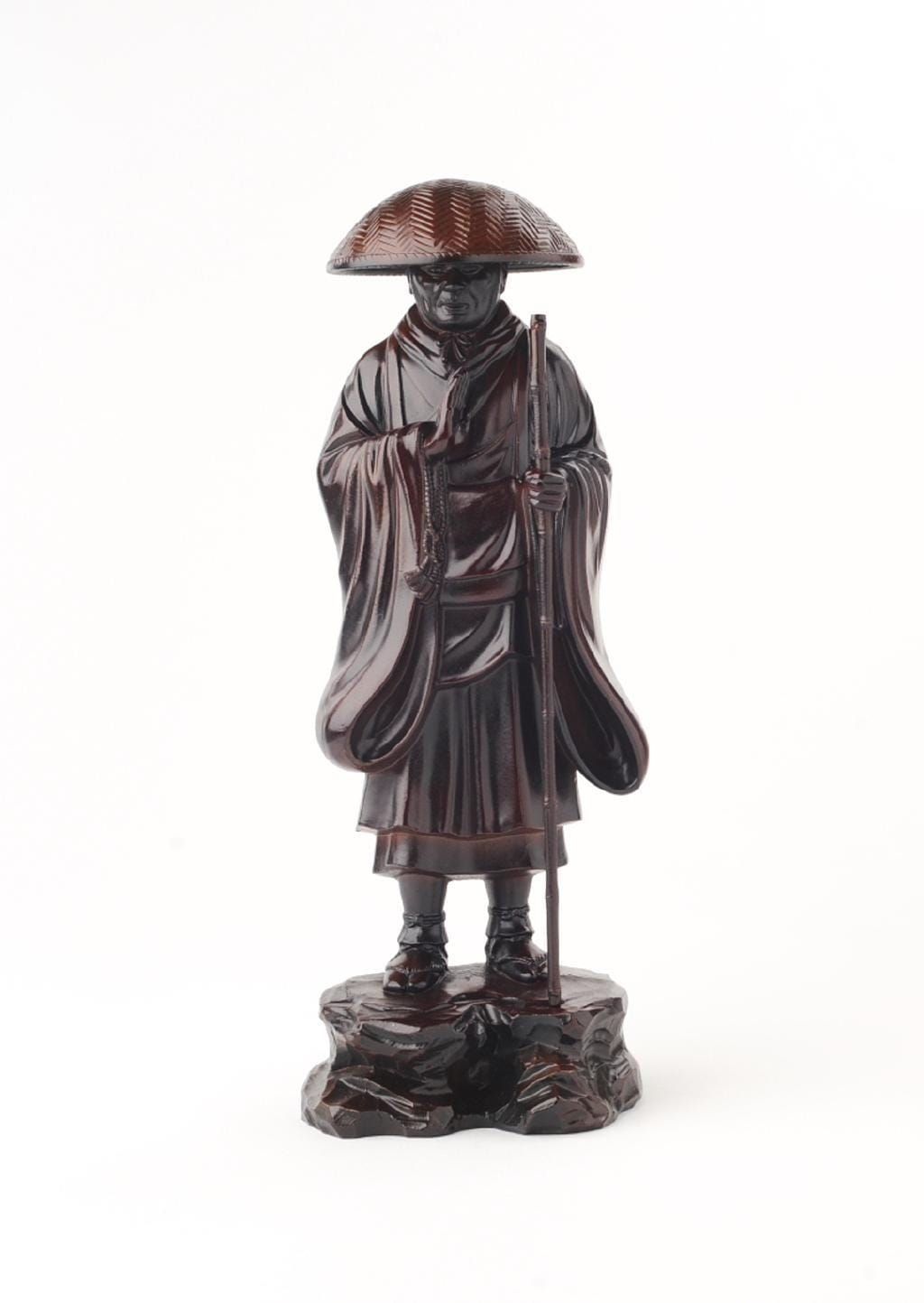親鸞聖人 - 総高24cm 茶彩色 高岡銅器 仏像