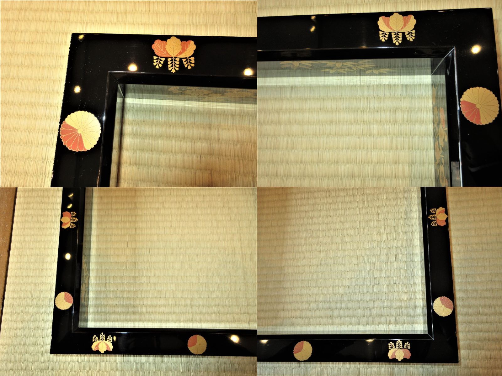 逢絢亭】茶道具 炉縁 山中塗 四君子蒔絵 真塗 塗師 多田桂寛 共