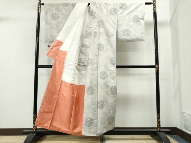 平和屋着物○本場大島紬 白大島 9マルキ 雪輪草花文 正絹 逸品 CAAS6723yc