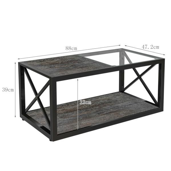 センターテーブル ガラステーブル 長方形 強化ガラス天板 ウッド調MDF 収納 アイアン おしゃれ リビング テーブル 強化ガラス ビングテーブル センター 爆買