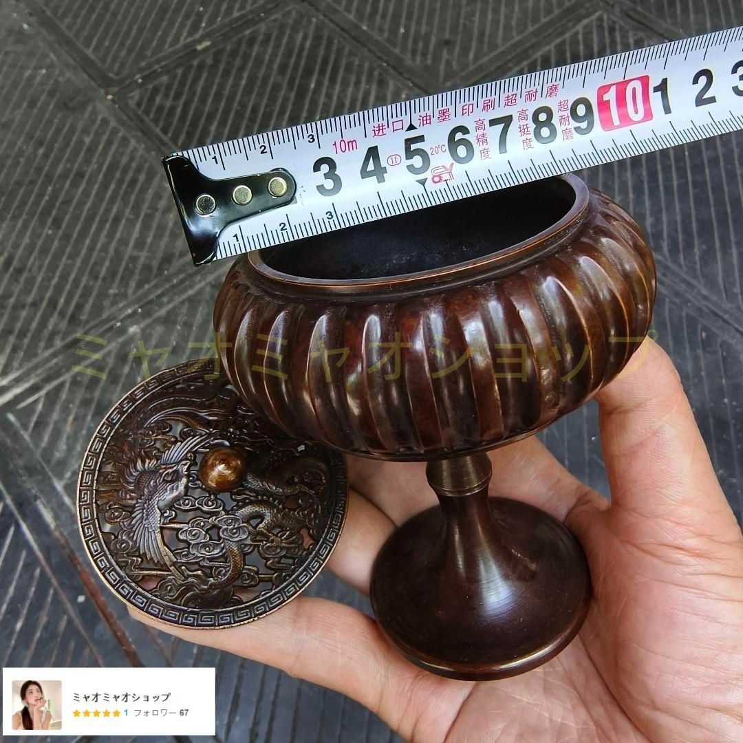 銅器 香炉 南瓜高脚盤香炉 傅山炉 応接間 茶室香薫炉 香道具